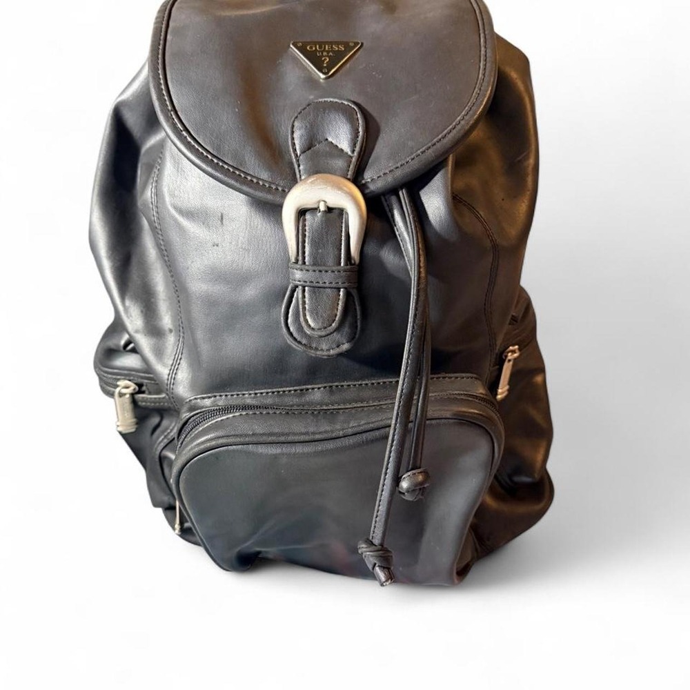 Y2K Guess Black Faux Leather Backpack